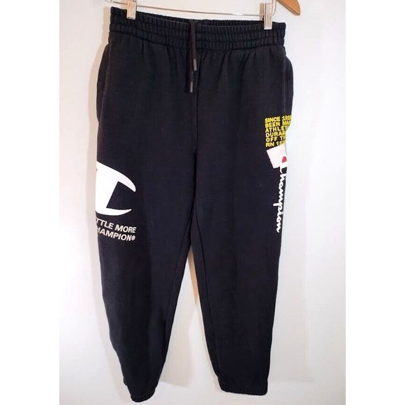 Champion Men Small Black Jogger Pants Sweatpants Snap Pockets Zipper Leg - Picture 1 of 12